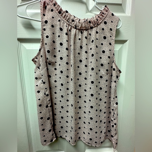 Talbots MP Light pink with navy spots top - Picture 1 of 4